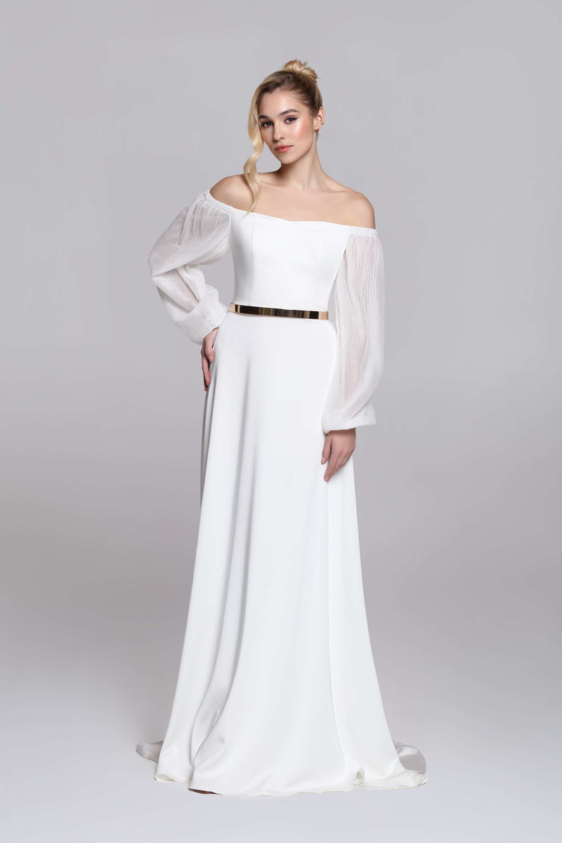 FALCON off shoulder wedding dress with long sleeves