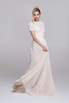 Lace top FIA with dress ORIEL. Mix&Match wedding outfit. Romantic wedding style. Boat neckline, V back. Flowy dress 