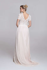 Lace top FIA with dress ORIEL. Mix&Match wedding outfit. Romantic wedding style. Boat neckline, V back