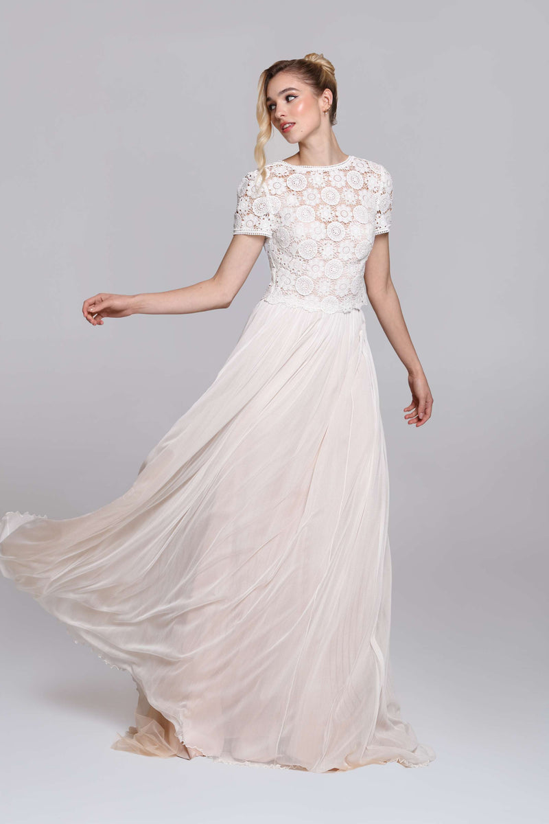 Lace top FIA with dress ORIEL. Mix&Match wedding outfit. Romantic and bohemian style.