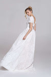 FIONA wedding dress | Full lace with boat neckline and cap sleeves