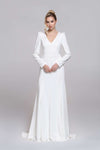 FREYA wedding dress | V neckline with long sleeves 