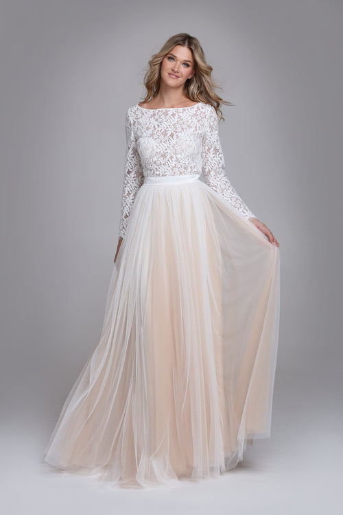 INES lace bridal top with long sleeves 