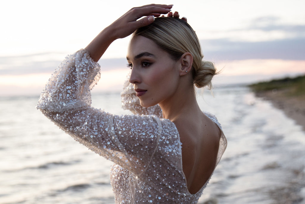 SADONI_PASSION dress sparkle sequins on the beach in the sunset 